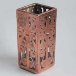 Vase verre cuivre gravé Art Nouveau