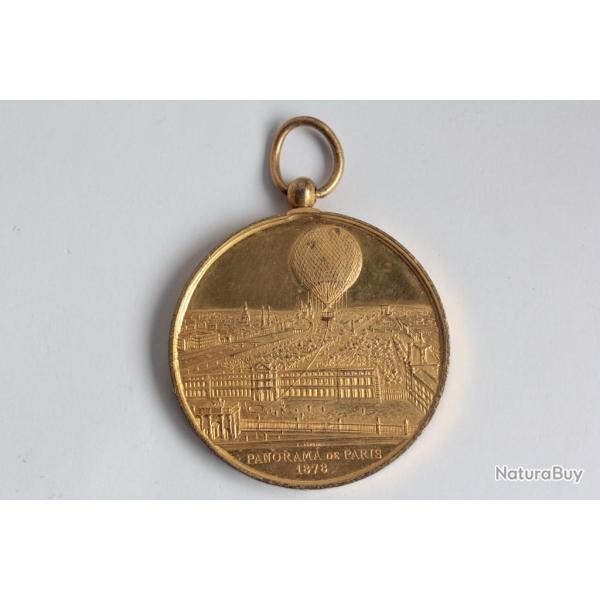 M�daille souvenir ascension ballon captif � vapeur Paris 1878