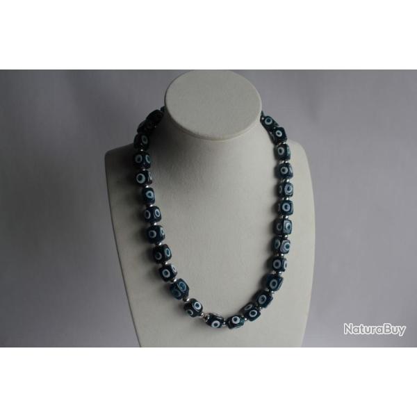 Collier vintage evil eye verre perles design