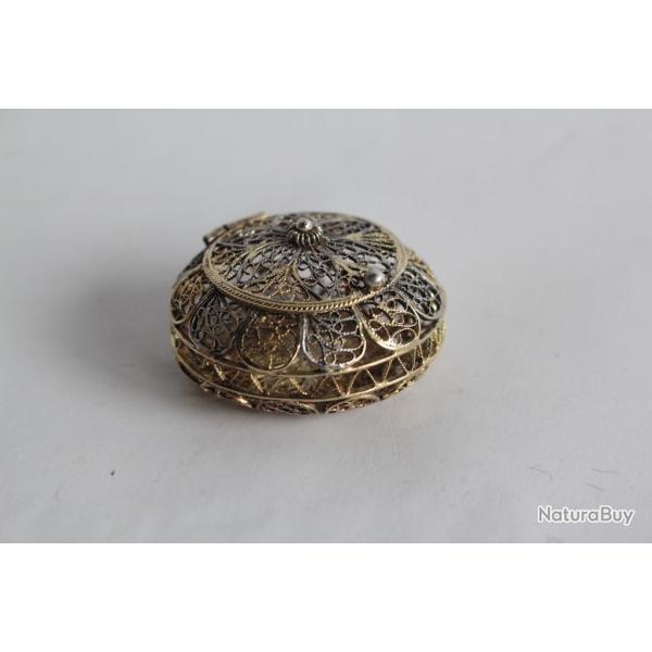Bo�te pilulier filigrane argent dor�