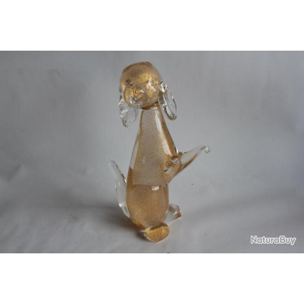 Sculpture verre Chien Murano Seguso