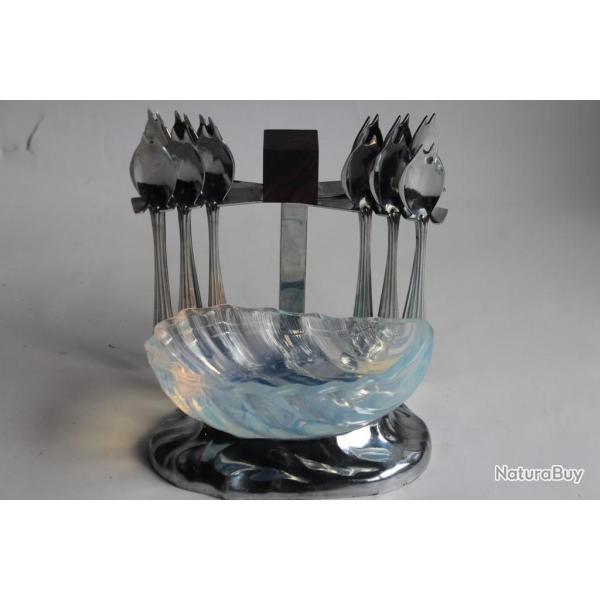 SABINO Porte fourchettes � hu�tres verre opalescent Art d�co