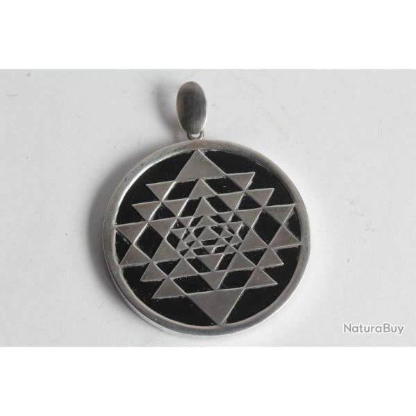 Pendentif Sri Yantra argent quartz