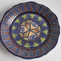 Assiette faïence décor émaillé perlé HB Quimper