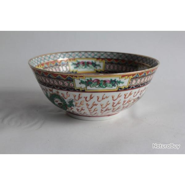 Bol porcelaine dragons Chine vintage