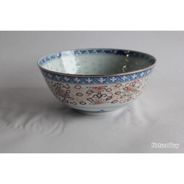 Bol porcelaine dragon grains de riz Chine vintage