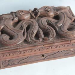 Boite bois sculpté Dragons Chine