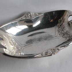 GALLIA Corbeille &agrave; pain m&eacute;tal argent&eacute; Art Nouveau