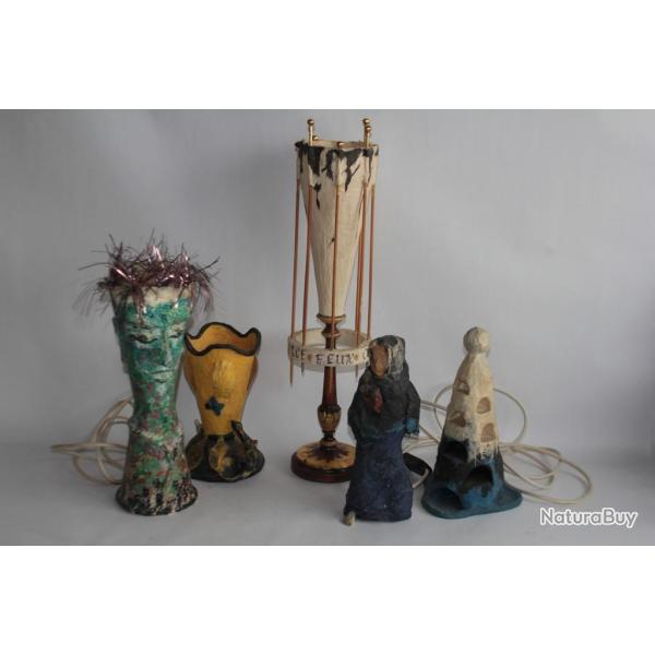 Lot Sculptures Lampe papier m�ch� artiste