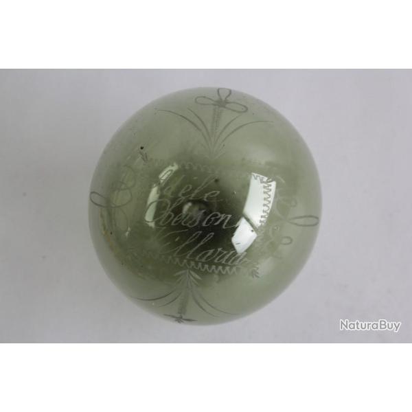Boule verre souffl� grav� Ad�le Oberson Villaria XIXe si�cle
