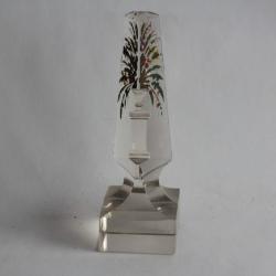 Obélisque cristal taillé Fleurs XIXe siècle