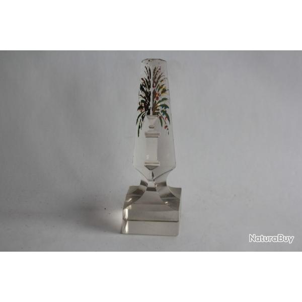 Ob�lisque cristal taill� Fleurs XIXe si�cle