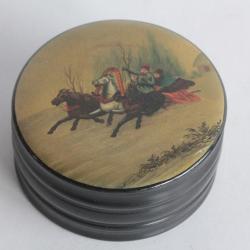 Boite à tabac ou à thé Russe laquée Vyshnyakov