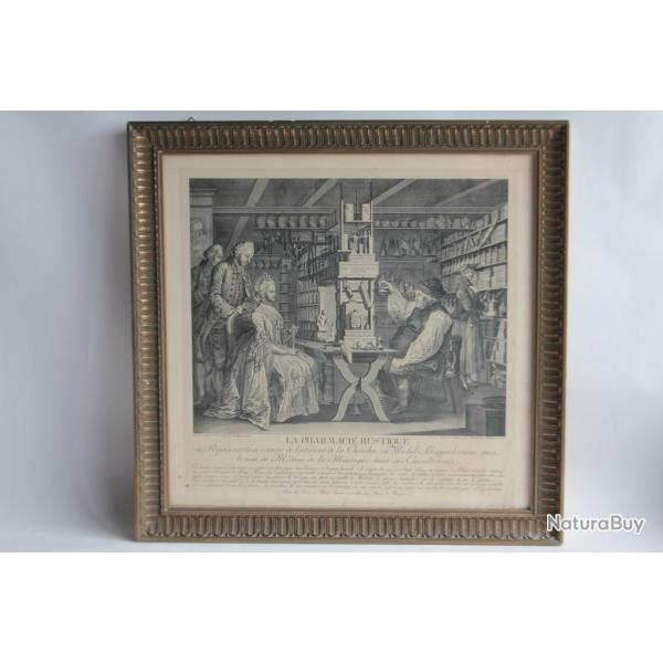 Gravure La Pharmacie Rustique Locher Gottfried XVIIIe sicle