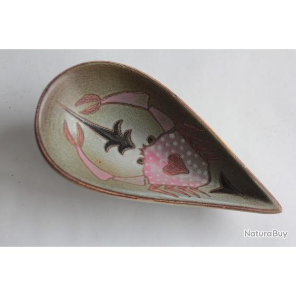 Ren� MAUREL coupelle c�ramique signe astrologique Cancer Vallauris