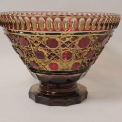 Importante Coupe cristal taillé émaillé Bohème