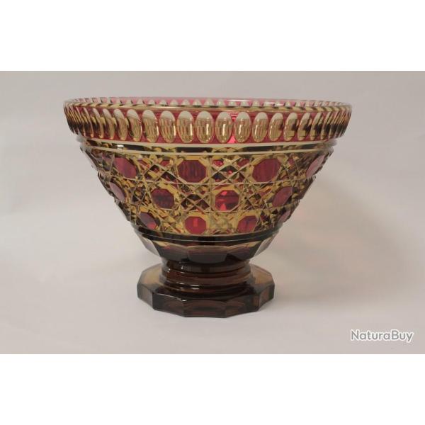 Importante Coupe cristal taill� �maill� Boh�me