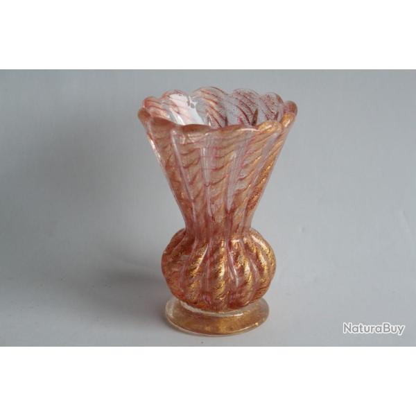 MURANO Vase verre Cordonatto d'oro Barovier Toso