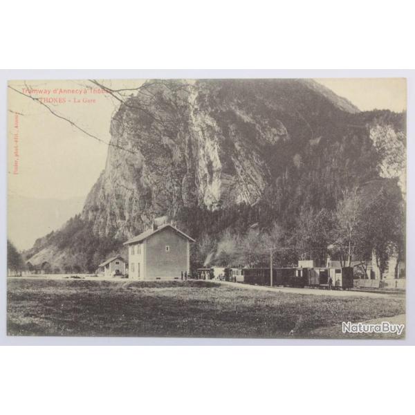 CPA Haute-Savoie Tramway d'Annecy � Th�nes La Gare
