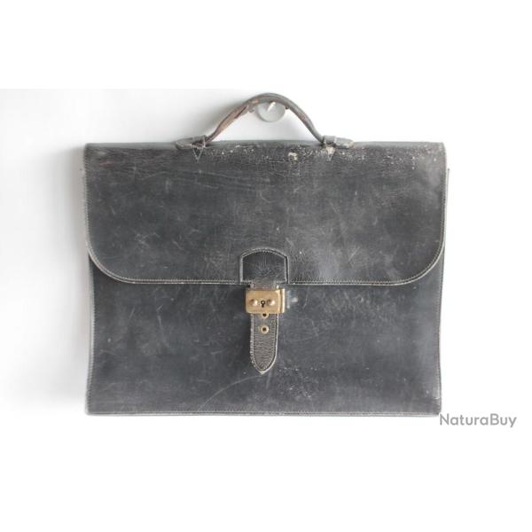 HERMES Sac � d�p�ches cuir noir