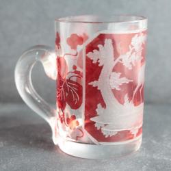 Ancien verre à liqueur cristal Bohême gravé émaillé