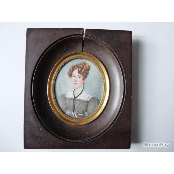 Peinture miniature portrait tableaux antiquit�s