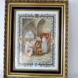 Peinture Enluminure sur porcelaine  Moyen Age  Pierre de Hugo