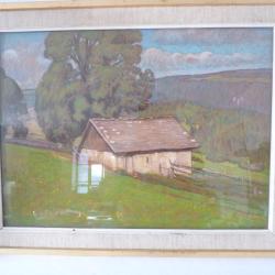 Tableau pastel  Paysage de montagne  A. Kocher 1925