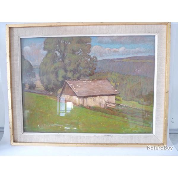 Tableau pastel  Paysage de montagne  A. Kocher 1925