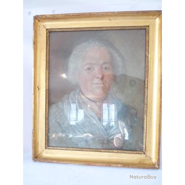 Tableau pastel sur toile Madame Parain 1765 XVIIIe si�cle