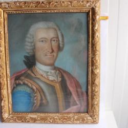 Tableau pastel sur toile Portrait d'un Gentilhomme  XVIIIe
