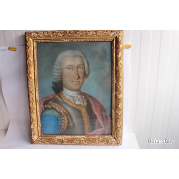 Tableau pastel sur toile Portrait d'un Gentilhomme  XVIIIe