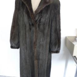 Manteau long fourrure vison noir