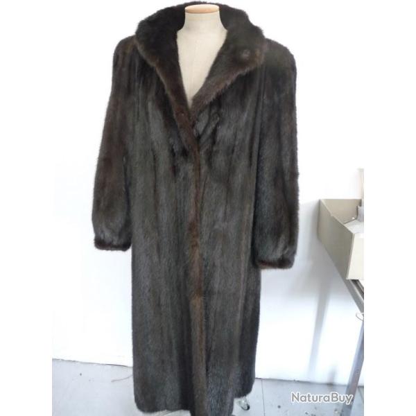 Manteau long fourrure vison noir