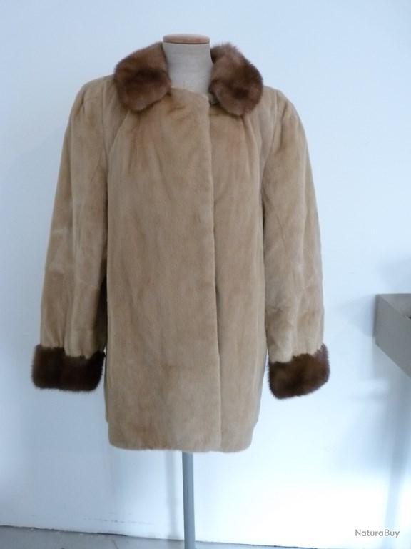Veste Vintage En Vison Gris - Taille M, Style Kimono, Doublure Soie, Parfaite Pour Soirée