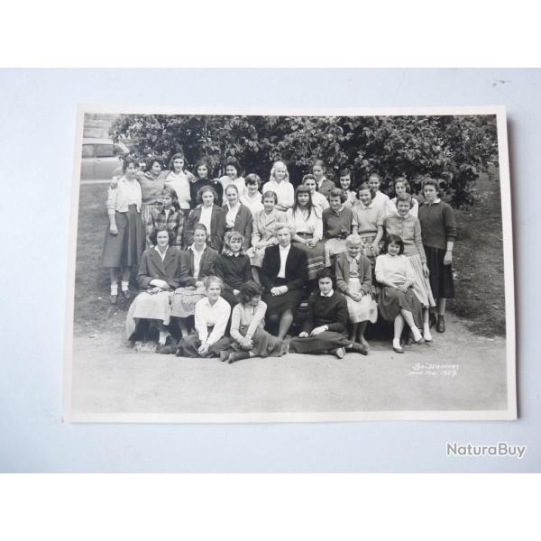 Photo d'cole de filles a Genve 1957 ddicace Boissonnas