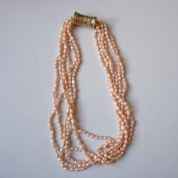 Bijoux (collier) perles d'eau douce rose et argent/vermeil