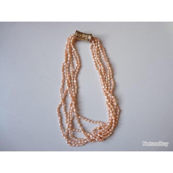 Bijoux (collier) perles d'eau douce rose et argent/vermeil