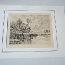 Gravure L'Étang Boisé Albert Ludovic Duvivier XIXe siècle