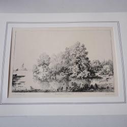 Gravure XIXe siècle  Ferme Bords de L'Oise