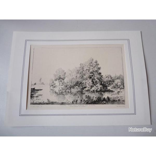 Gravure XIXe sicle  Ferme Bords de L'Oise