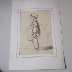 Dessin au crayon  Enfant  1848