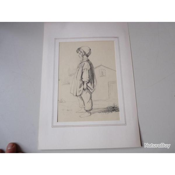 Dessin au crayon  Enfant  1848