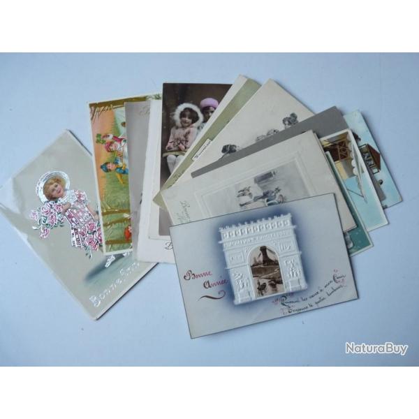 18 Cartes postales anciennes BONNE ANN�E
