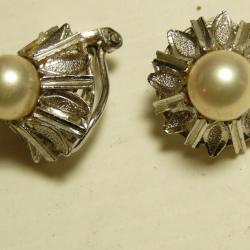 Bijoux boucles d'oreilles argent perles