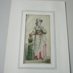 Gravure Femme et Enfant 1793 Schnorr