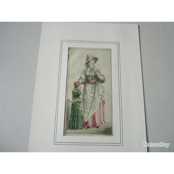 Gravure Femme et Enfant 1793 Schnorr