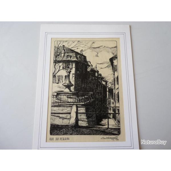 Dessin � l'encre Rue du Perron Gen�ve