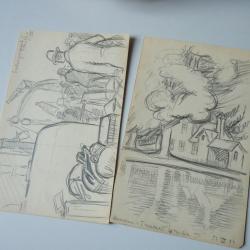 Trois dessins Math. Lachenal 1923 Trianon Folkestone Hastings