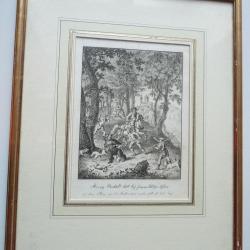 Gravure Chasse à l'ours Franz Niklaus KÖNIG Allemagne